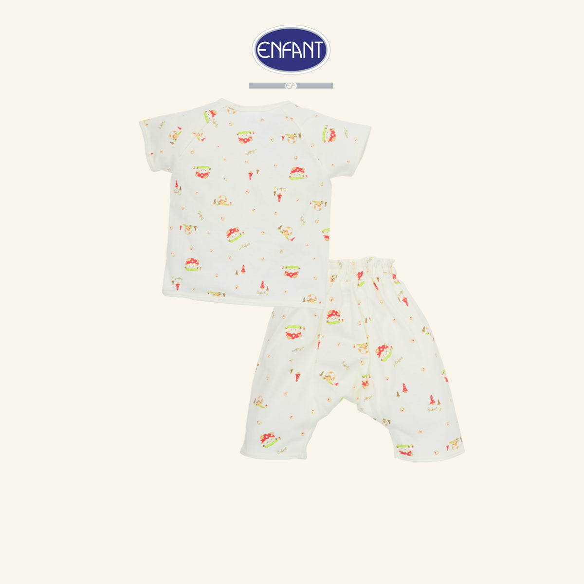 ENFANT ชุดเสื้อผูกแขนสั้น ลายเห็ดน้อย แรกเกิด-6เดือน  ED1DK5