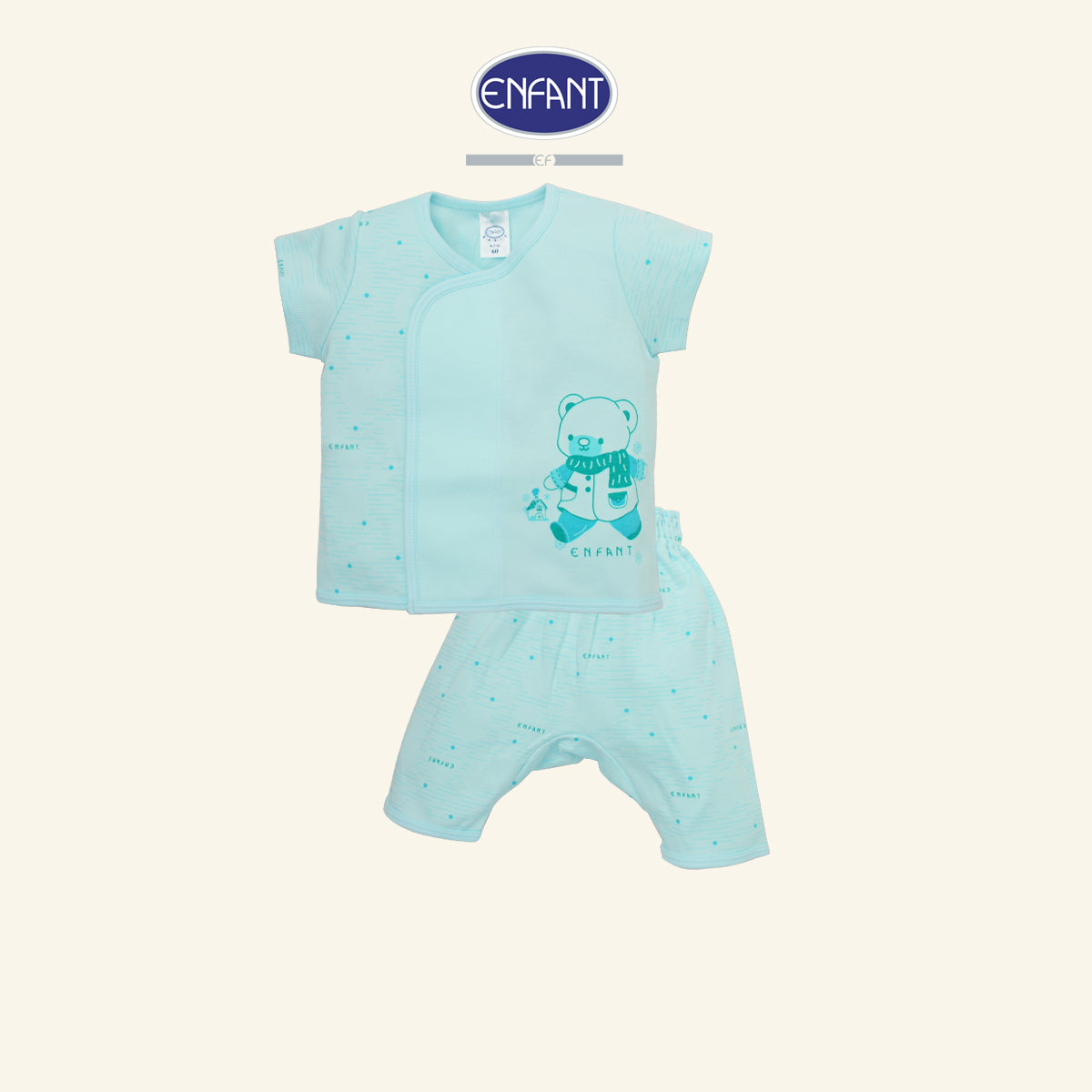 ENFANT  ชุดเวลเปอร์เทป หมีน้อยสั้น แรกเกิด-6เดือน ฟ้า ED1DL5