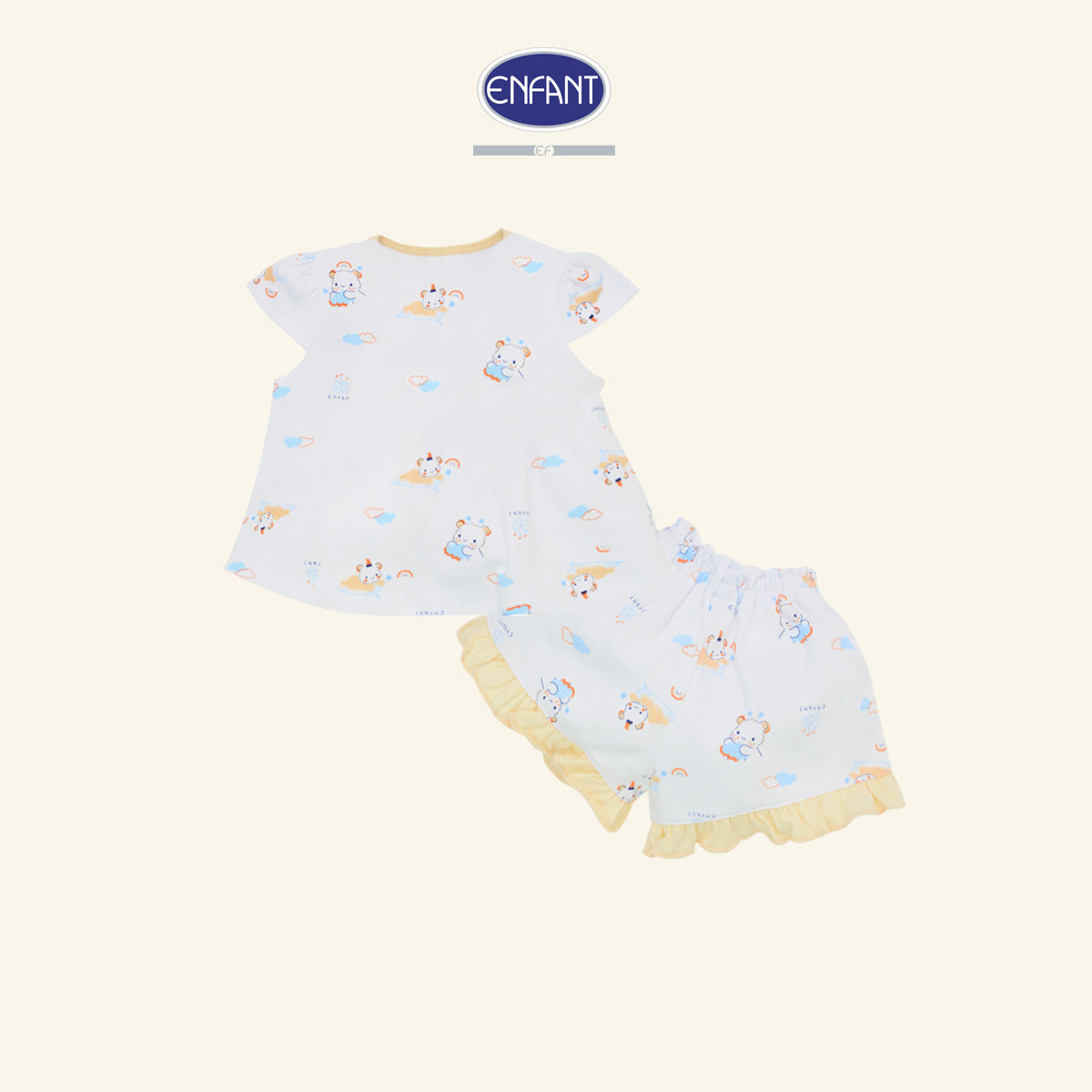 ENFANT BASIC ชุดเสื้อป้ายเวลโก้แขนสั้นขาสั้น แรกเกิด- 6 เดือน ED1DM2