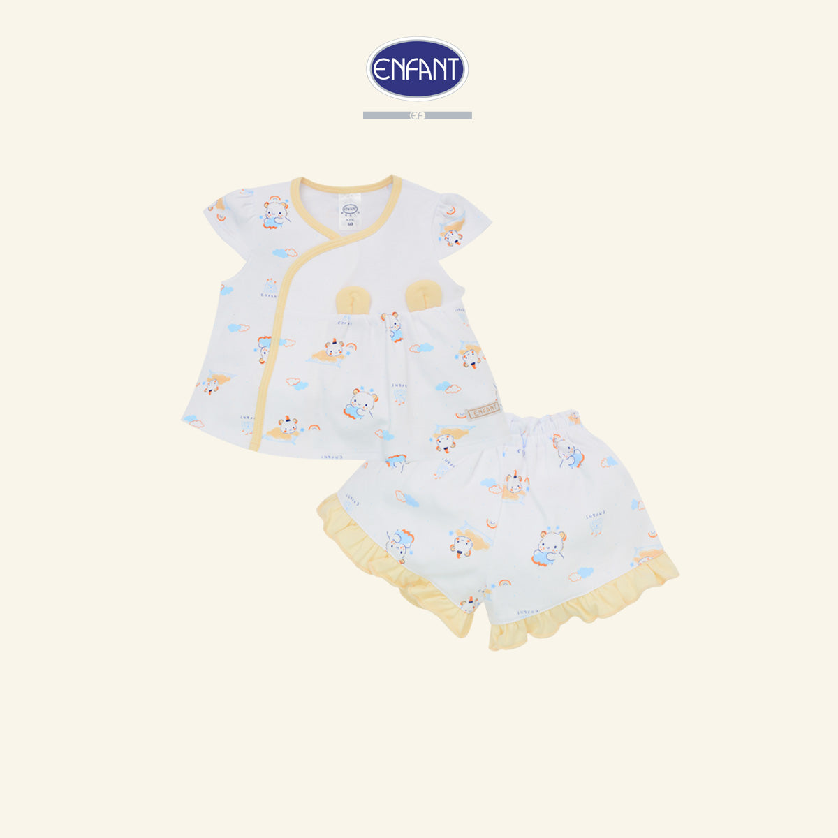ENFANT BASIC ชุดเสื้อป้ายเวลโก้แขนสั้นขาสั้น แรกเกิด- 6 เดือน ED1DM2