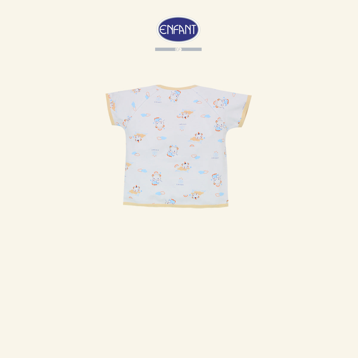 ENFANT BASIC ชุดเสื้อแขนสั้นกางเกงสามส่วนแบบสแนป สำหรับ 3 เดือน - 2 ขวบ น้องหมี ED1DM4