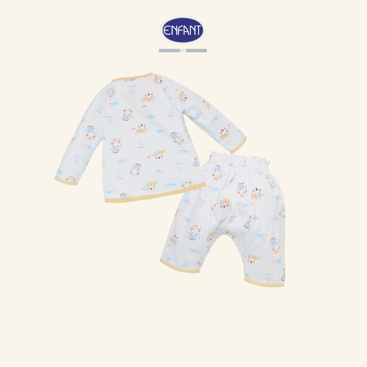 ENFANT BASIC ชุดเสื้อผ้าแขนยาวขายาวแบบสแนป สำหรับ 3 เดือน - 2 ขวบ น้องหมี ED1DM6