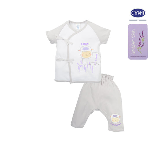 Enfant  เสื้อผูกแขนสั้น+กางเกง ลาเวนเดอร์