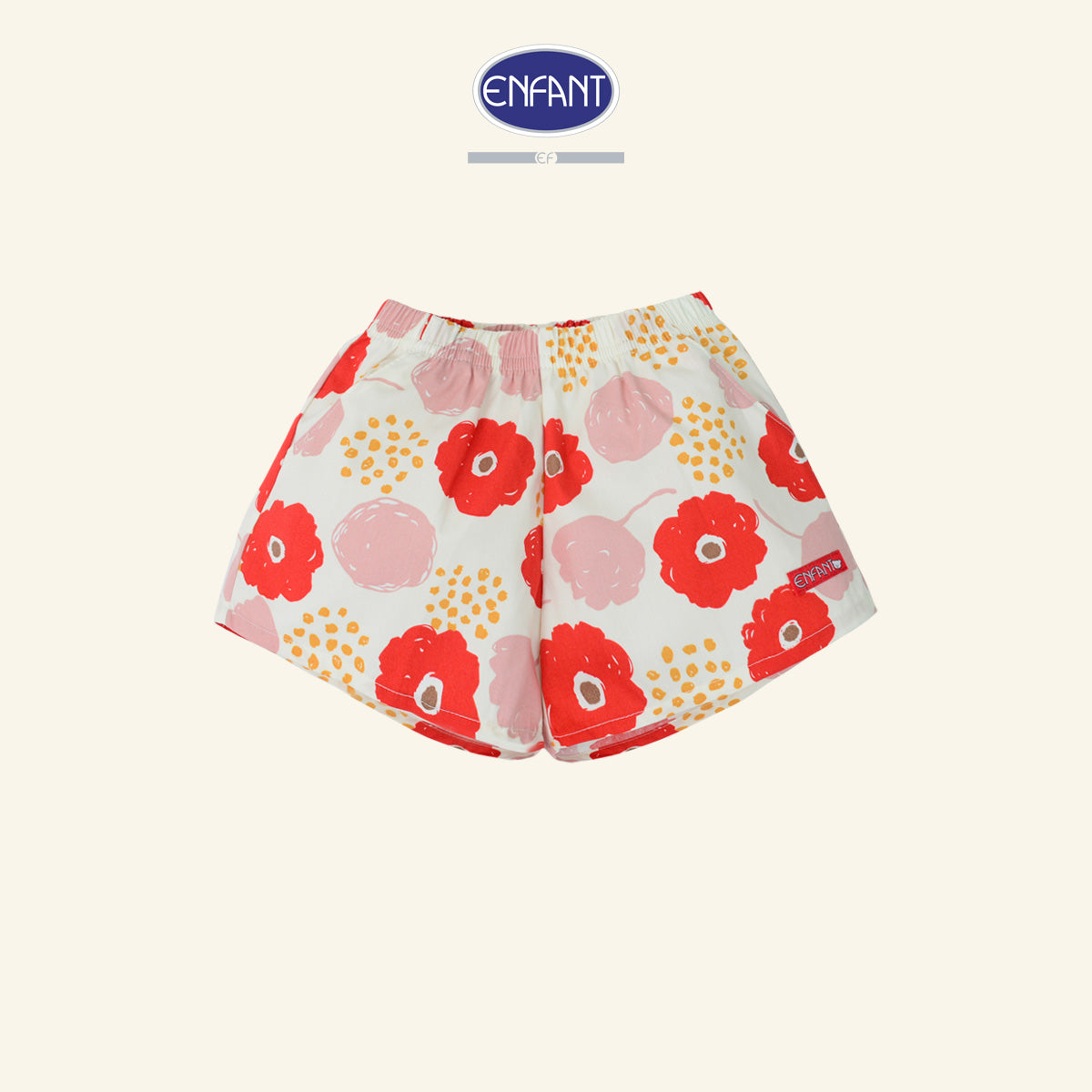 Enfant ชุดเซ็ตเสื้อแขนสั้น+กางเกงขาสั้น ลายดอกไม้สีชมพู 6เดือน-8ปี EE1X11