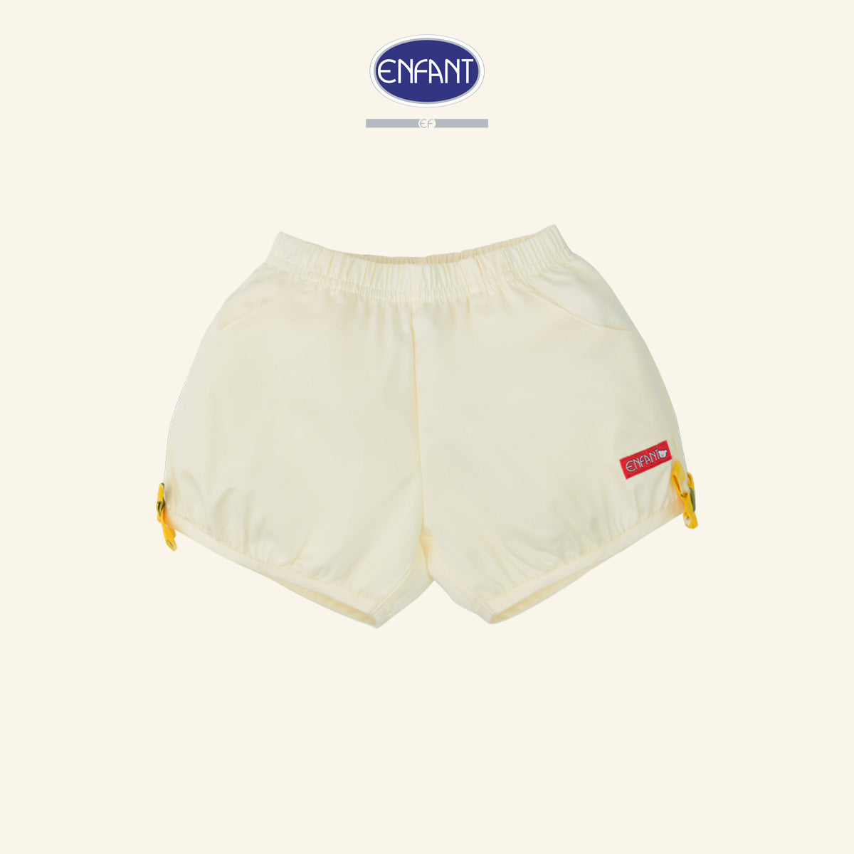 Enfant ชุดเซ็ตเสื้อแขนสั้น+กางเกงขาสั้น ลายดอกไม้สีครีม 6เดือน-8ปี EE1X12