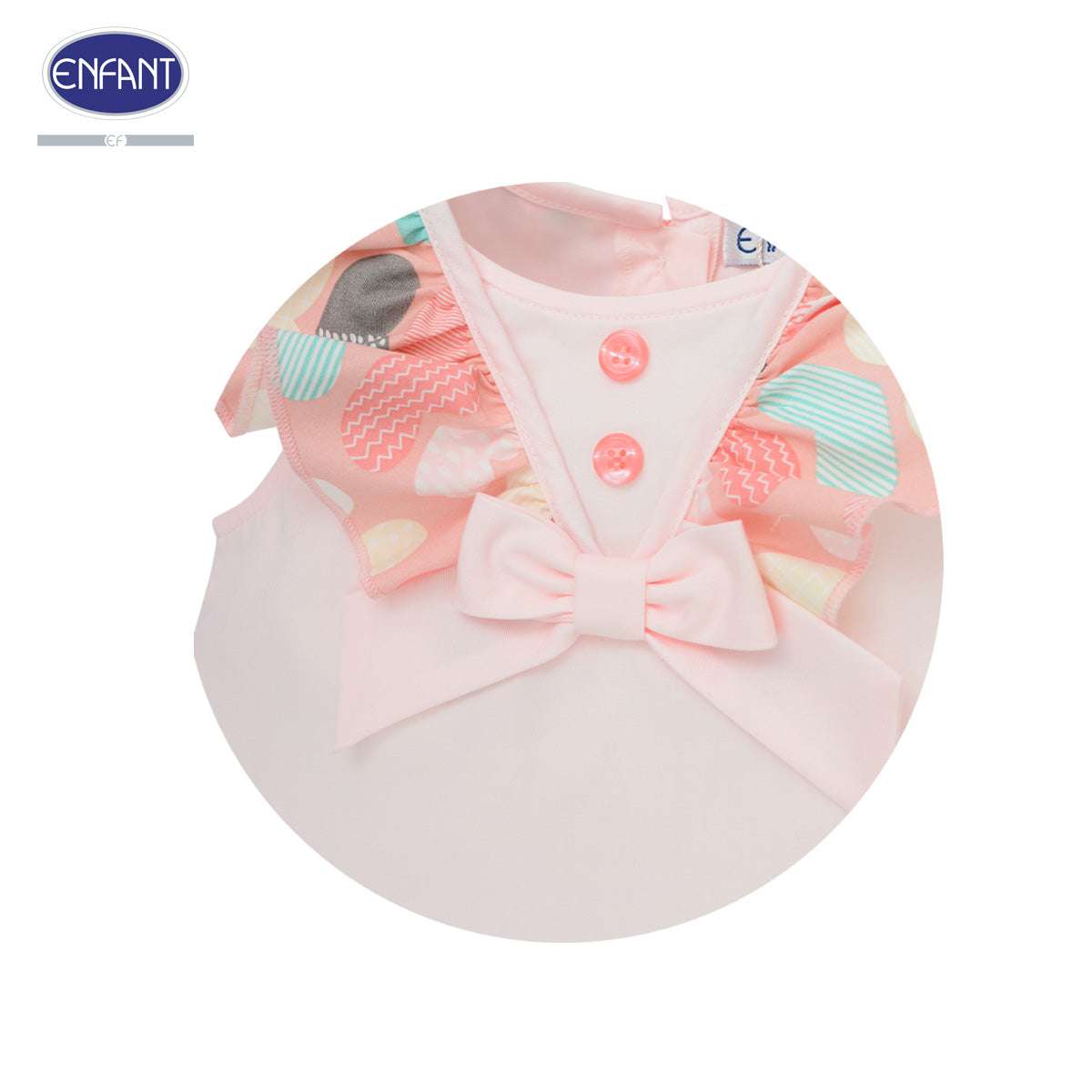Enfant ชุดเซ็ตเสื้อแขนสั้น+กางเกงขาสั้น ลายหัวใจสีชมพู 6เดือน-8ปี EE1X13