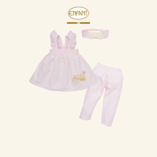 ENFANT ชุดสายเดี่ยว+กางเกง แถมสายคาดผม น่ารัก 3เดือน-2ปี EF1ES1