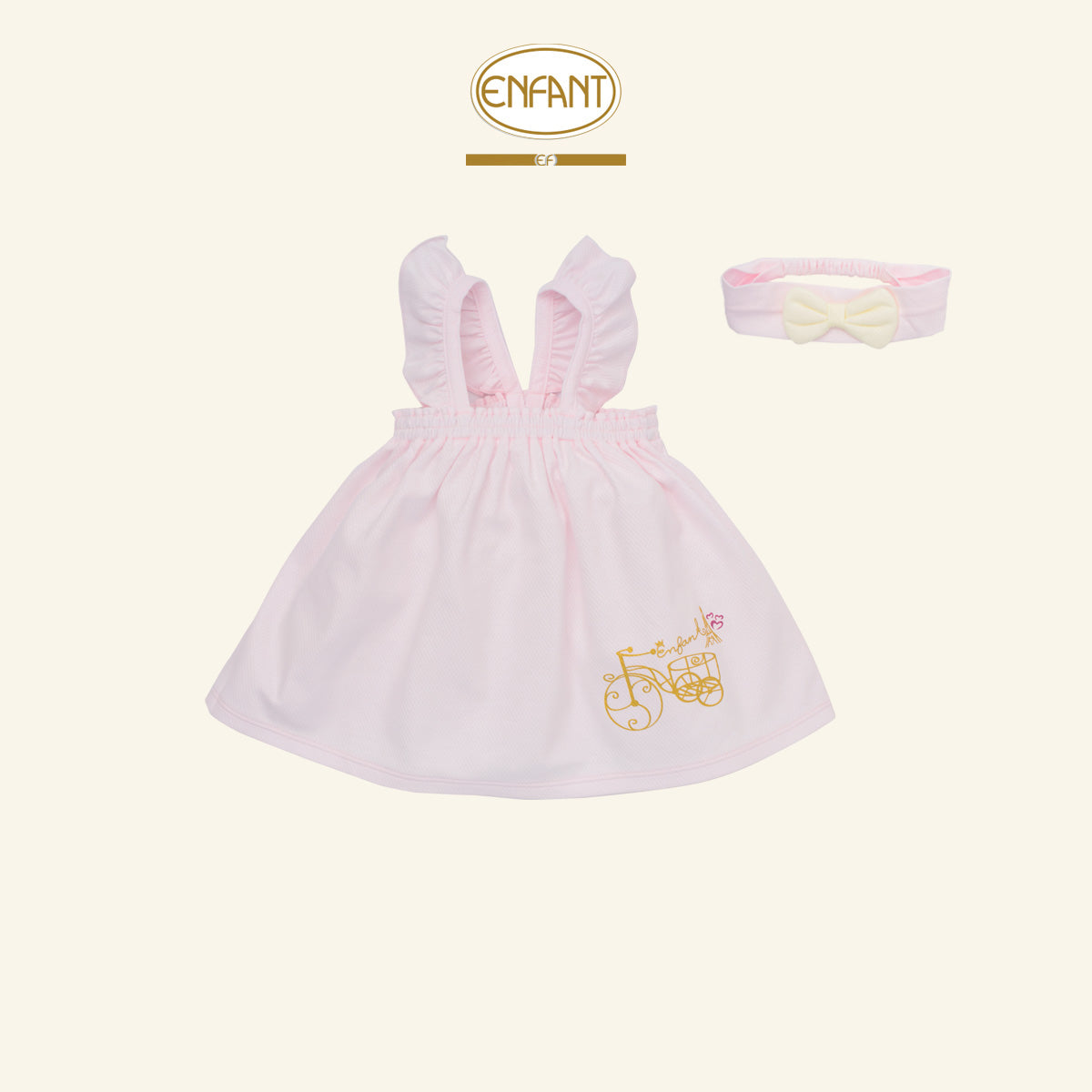 ENFANT ชุดสายเดี่ยว+กางเกง แถมสายคาดผม น่ารัก 3เดือน-2ปี EF1ES1