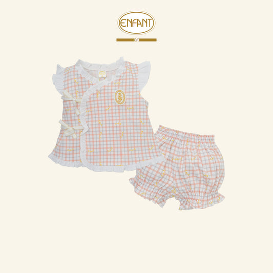 ENFANT ชุดเสื้อป้าย+กางเกง ลายสก็อต0-6เดือน EF1EU0