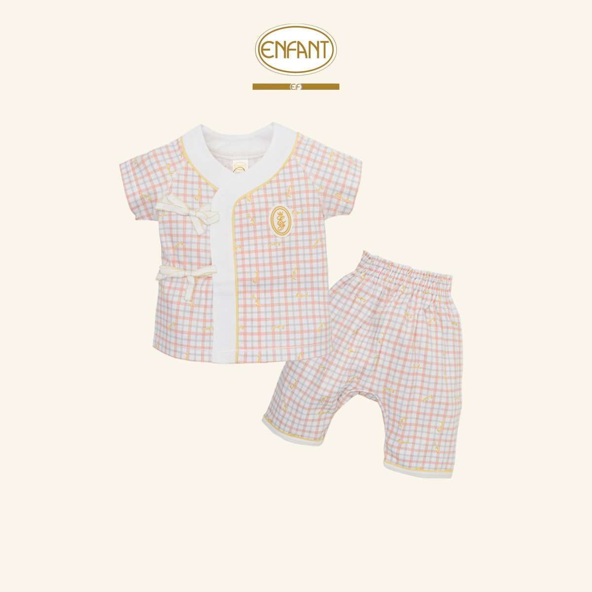 ENFANT ชุดเสื้อผูก +กางเกง เด็กชาย สก็อต 0-6เดือน EF1EU5