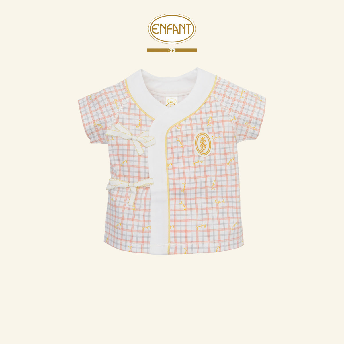 ENFANT ชุดเสื้อผูก +กางเกง เด็กชาย สก็อต 0-6เดือน EF1EU5