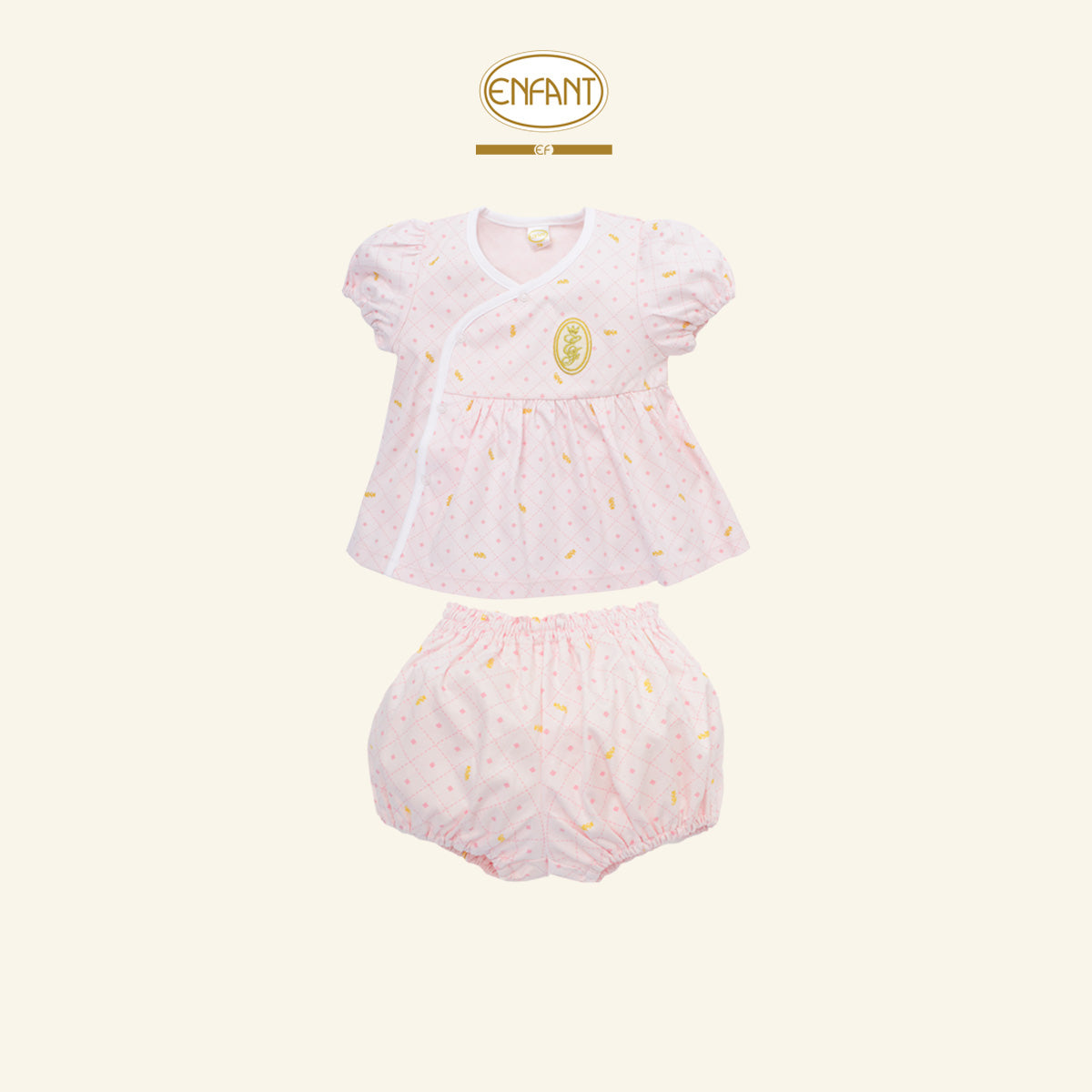 ENFANT เสื้อSnap+กางเกงใน ลายน่ารัก ชมพู EF1EX1