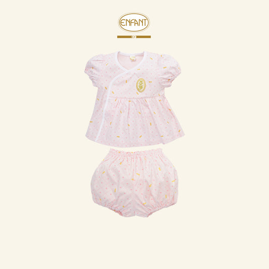ENFANT เสื้อSnap+กางเกงใน ลายน่ารัก ชมพู EF1EX1