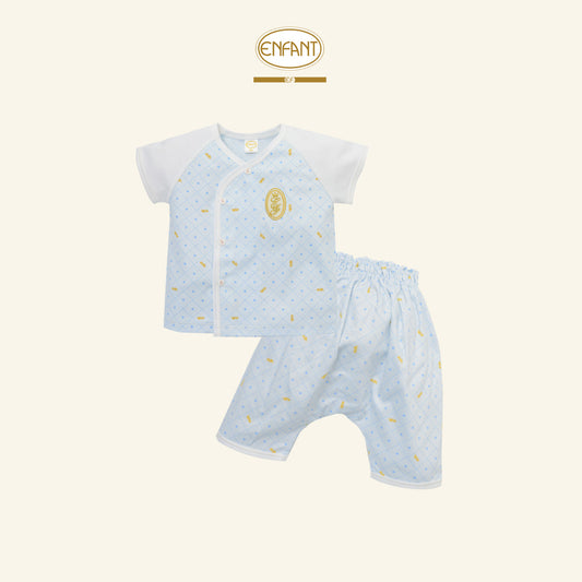 ENFANT ชุดSnapสั้น ลายน่ารัก 0-6เดือน ฟ้า EF1EX5