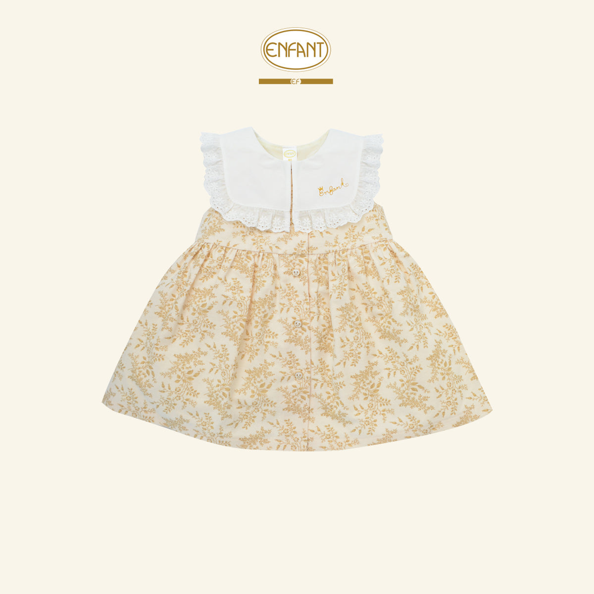 ENFANT เดรสคอปก ลายสีน้ำตาล 6เดือน-2ปี EF4ER1
