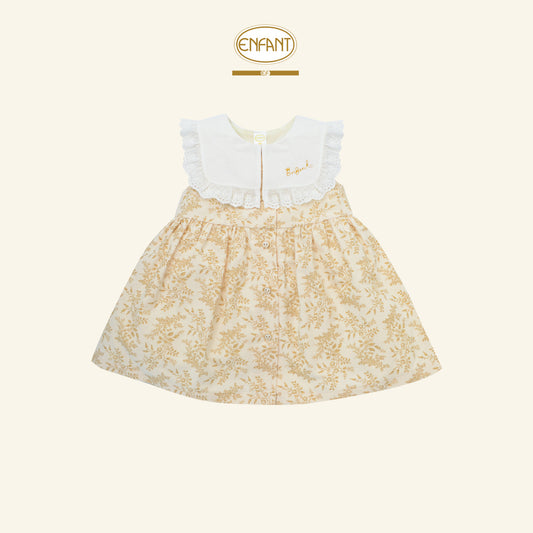 ENFANT เดรสคอปก ลายสีน้ำตาล 6เดือน-2ปี EF4ER1
