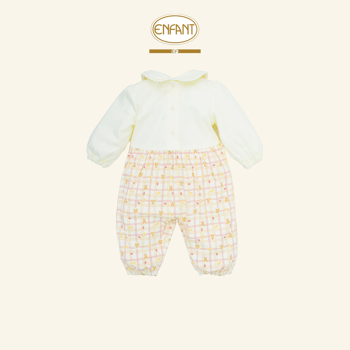 ENFANT ชุดบอดี้สูทเอี๊ยมยาว ลายหมี แรกเกิด-6เดือน รุ่นEF8EM6