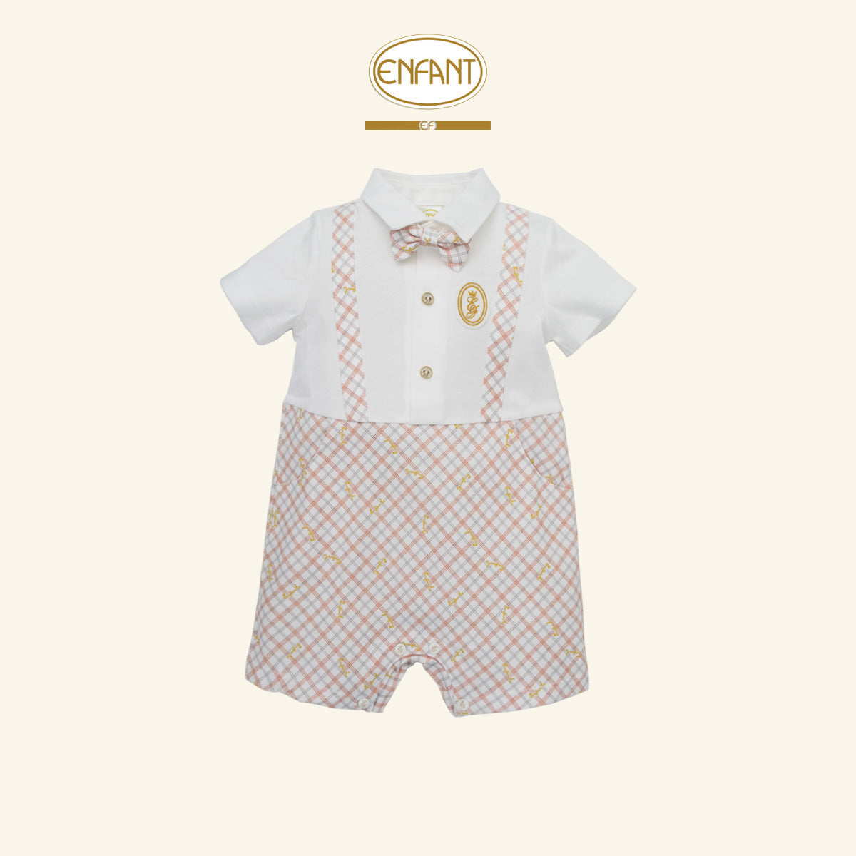 ENFANT ชุดบอดี้สูทเอี๊ยม ขาสั้น สก็อต 3เดือน-2ปี  EF8EU0