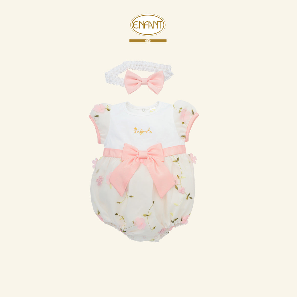 ENFANT ชุดบอดี้สูท+ที่คาดผม ดอกไม้แรกเกิด-1ปี EB8EX1