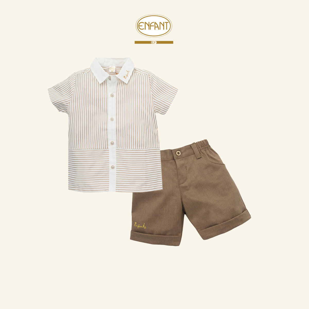 ENFANT ชุดหล่อ น้ำตาล ลายริ้ว 6-12เดือน   EF1ER0