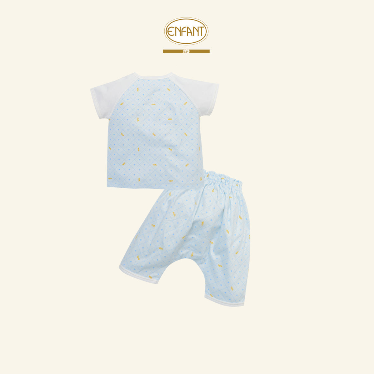 ENFANT ชุดSnapสั้น ลายน่ารัก 0-6เดือน ฟ้า EF1EX5
