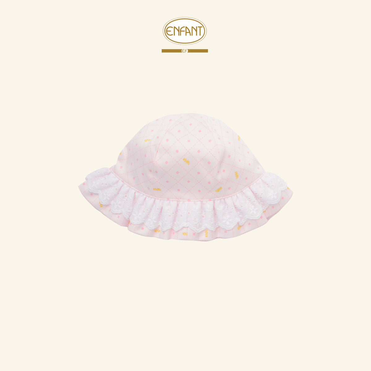 ENFANT หมวกปีกระบาย ลายน่ารัก 1-6เดือน  ชมพู EF7EX6
