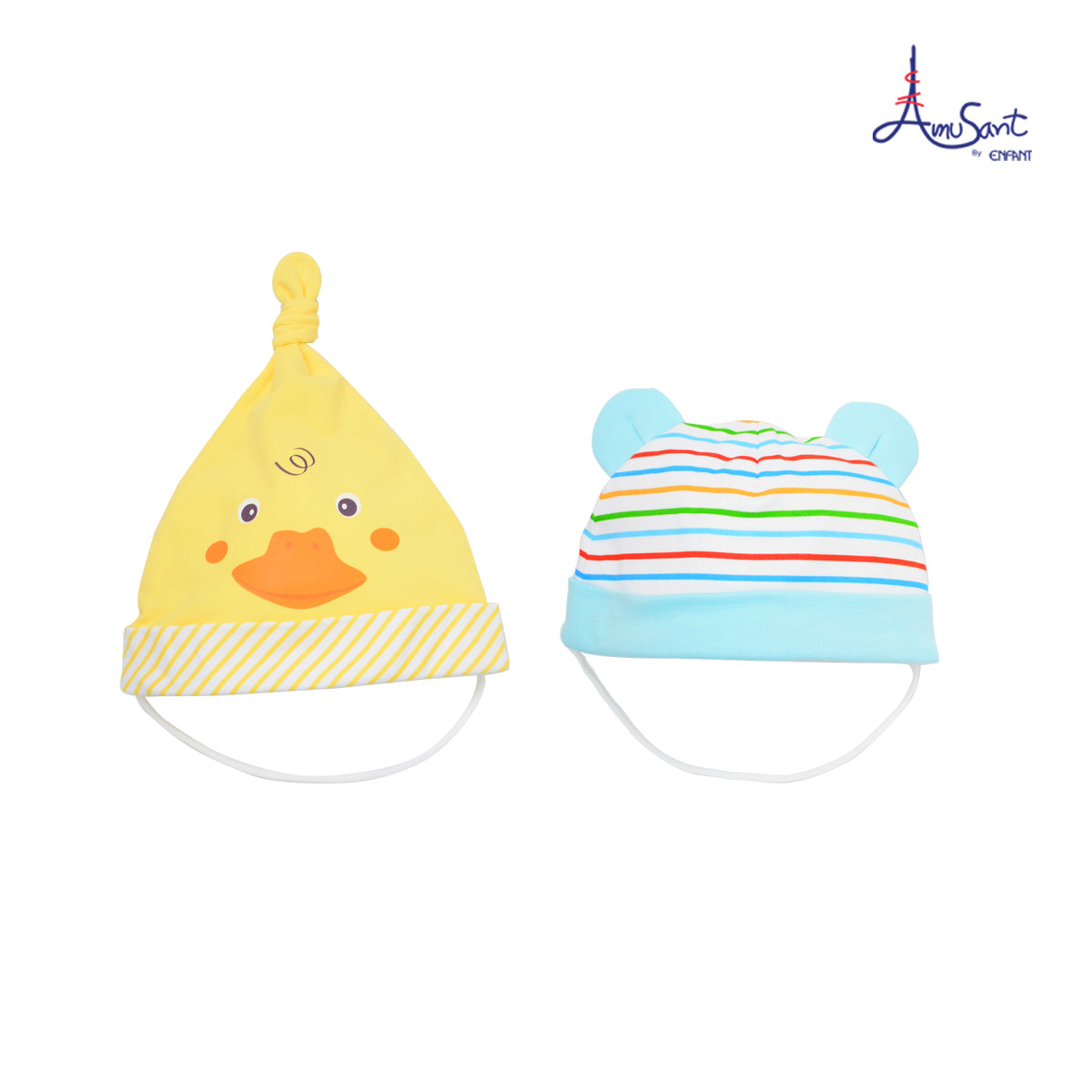 Amusant หมวกเด็กเล็กแรกเกิด-1ขวบ ลายเป็ดน้อย-สายรุ้งมีหูน่ารักๆ EH7G75-EH7K72