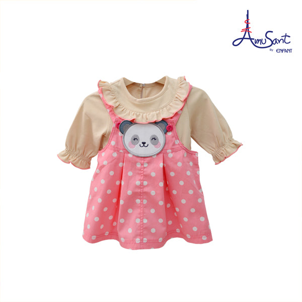 ชุดกระโปรงเอี้ยมคู่เสื้อแขนยาวเด็กหญิง Amusant by Enfant สำหรับ 6 เดือน - 6 ขวบ