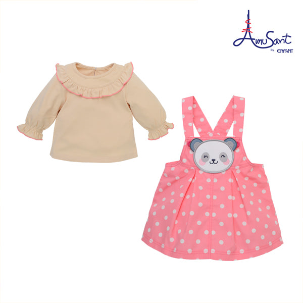 ชุดกระโปรงเอี้ยมคู่เสื้อแขนยาวเด็กหญิง Amusant by Enfant สำหรับ 6 เดือน - 6 ขวบ