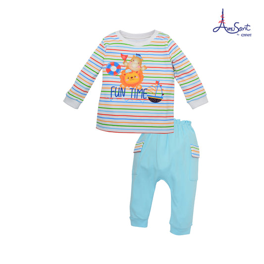Amusant Cotton Bambooชุดเสื้อผ้าเด็กหญิงสำหรับ3เดือน-2ขวบ ลายรุ้งน่ารัก EH1G76