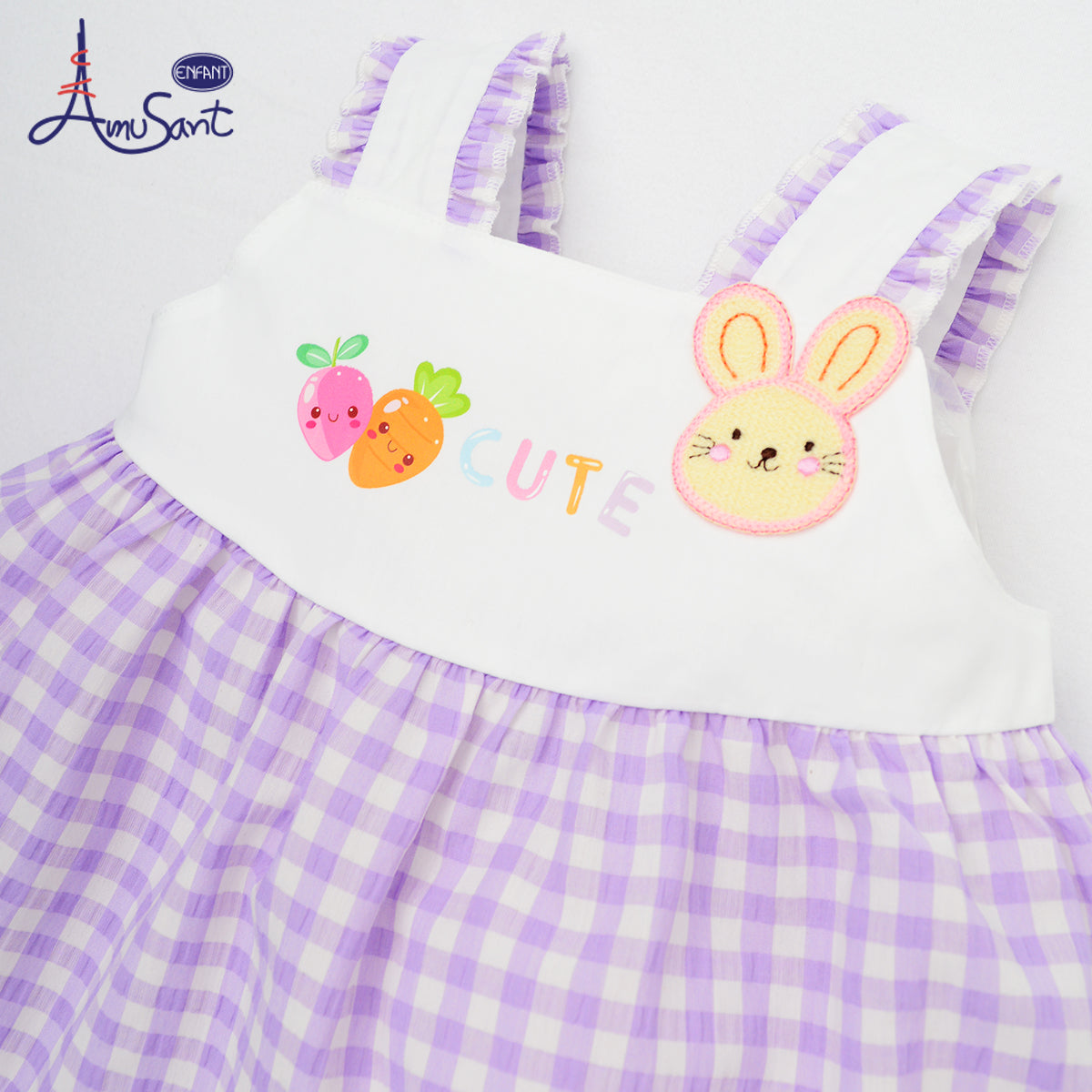 Amusant เซ็ตเสื้อ + กางเกง ชุดเด็กหญิงลายกระต่ายและแครอทสุดคิ้วท์ EH1G80