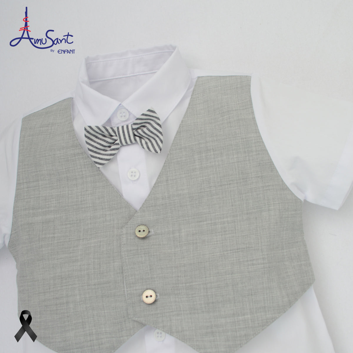 Amusant by Enfant – ชุดสูทเด็กผู้ชายสุดเท่ พร้อมโบว์ลายทางEH1N20