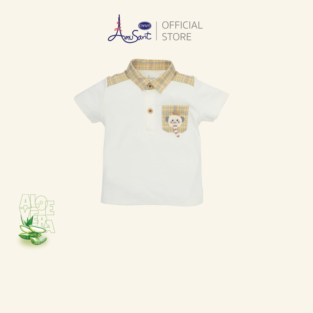 Amusant by Enfant ชุดเซตเด็กผู้ชาย 2 ชิ้น ลายตารางโทนพาสเทล EH1N40