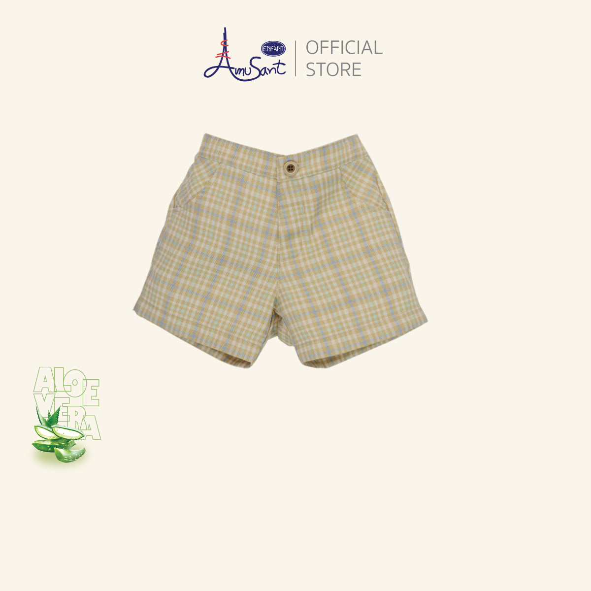 Amusant by Enfant ชุดเซตเด็กผู้ชาย 2 ชิ้น ลายตารางโทนพาสเทล EH1N40