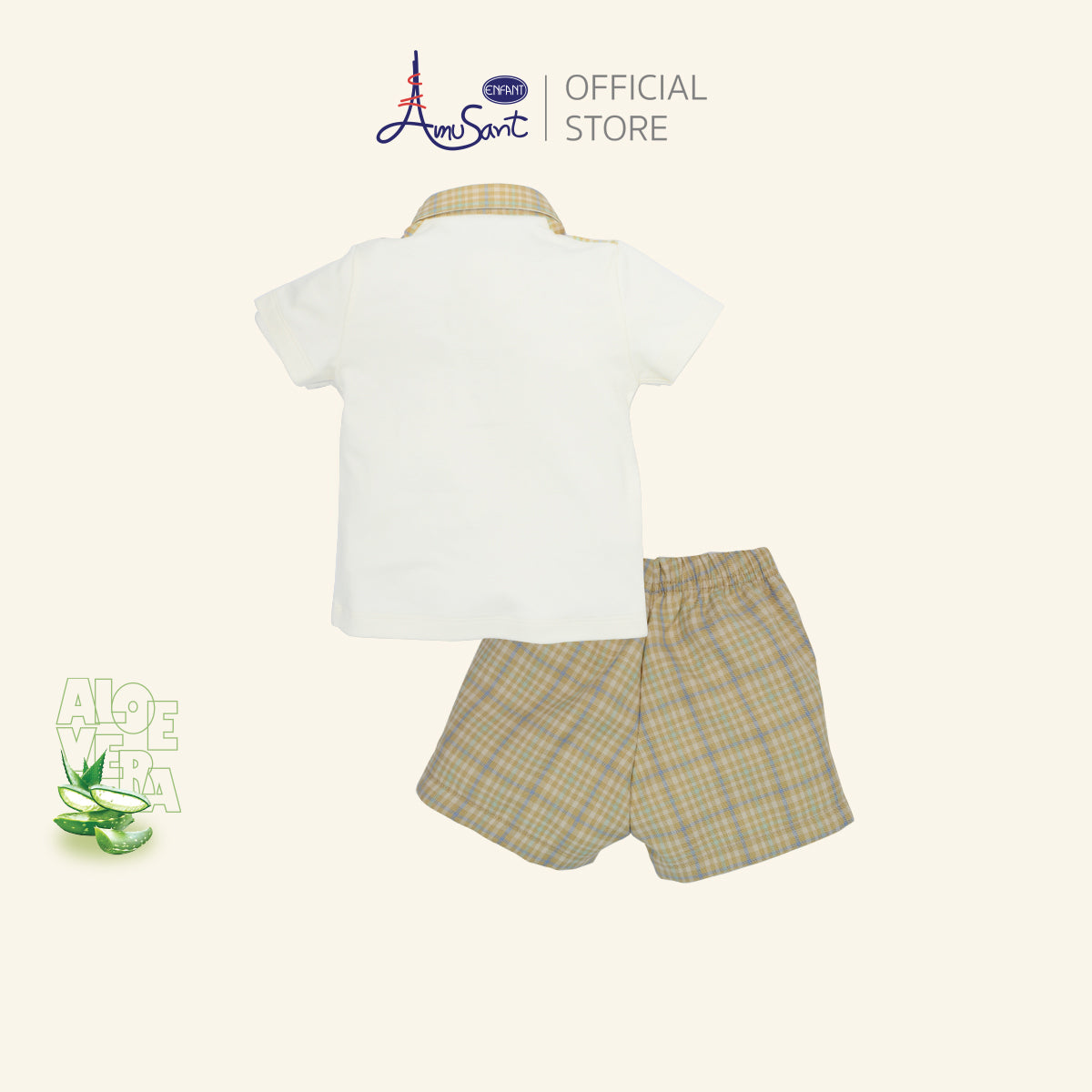 Amusant by Enfant ชุดเซตเด็กผู้ชาย 2 ชิ้น ลายตารางโทนพาสเทล EH1N40