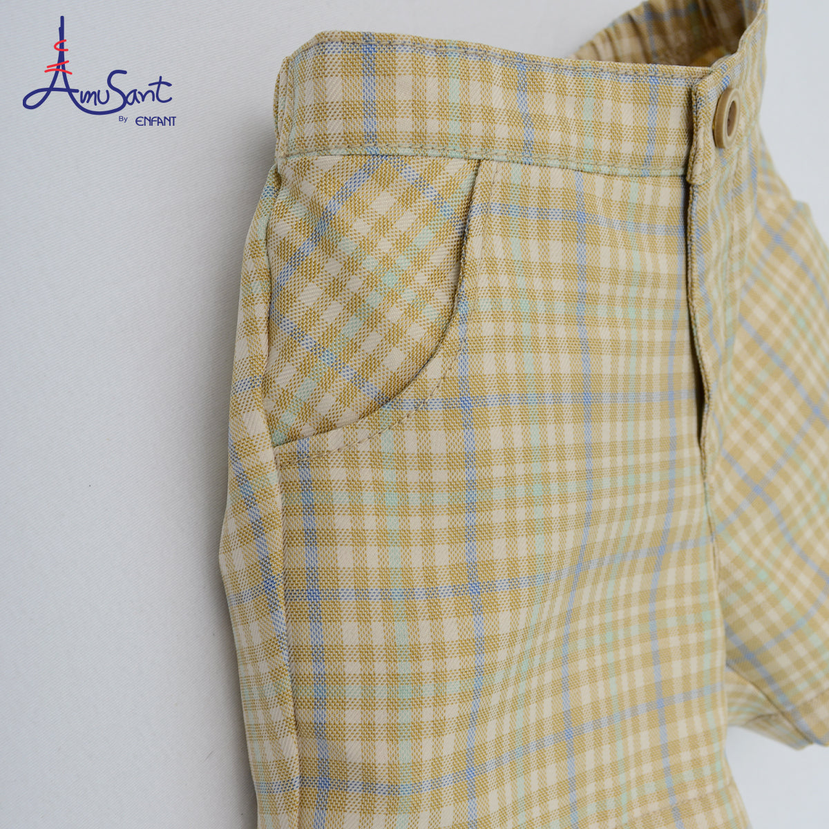 Amusant by Enfant ชุดเซตเด็กผู้ชาย 2 ชิ้น ลายตารางโทนพาสเทล EH1N40