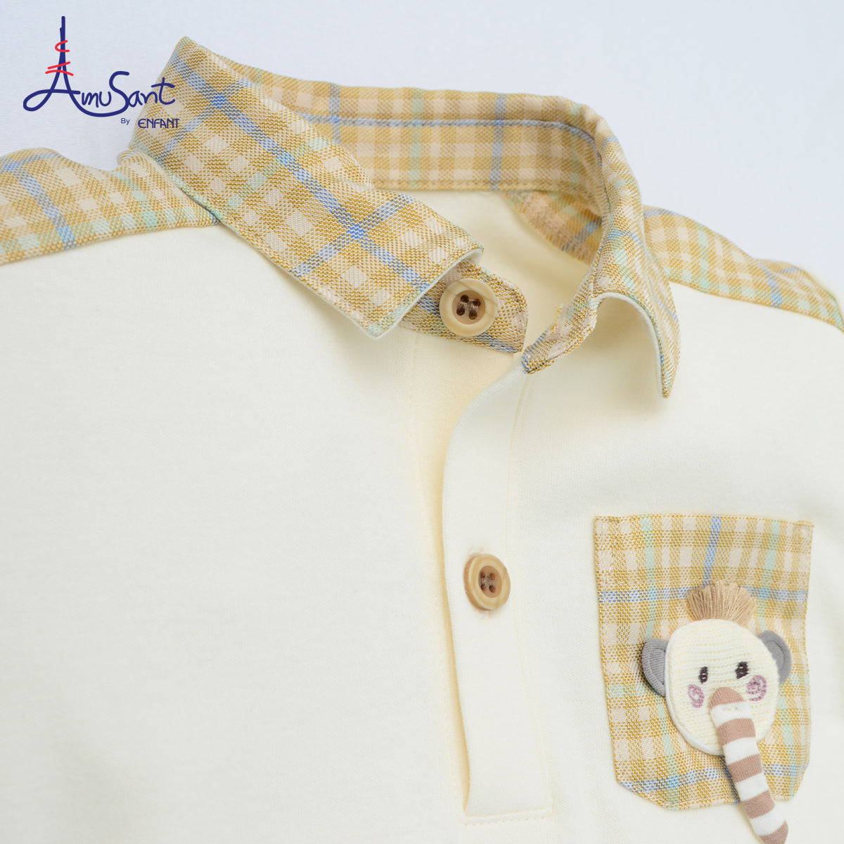 Amusant by Enfant ชุดเซตเด็กผู้ชาย 2 ชิ้น ลายตารางโทนพาสเทล EH1N40