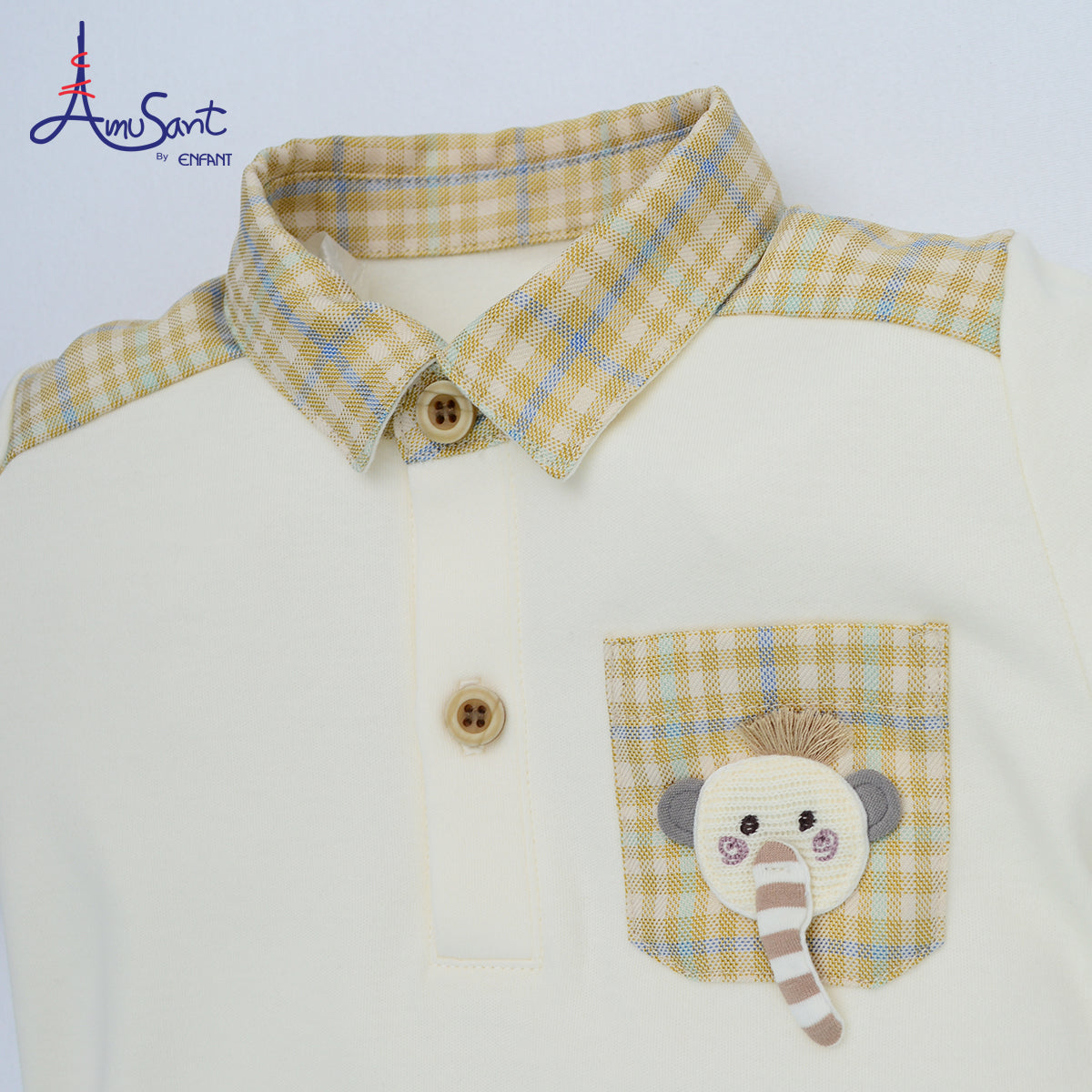 Amusant by Enfant ชุดเซตเด็กผู้ชาย 2 ชิ้น ลายตารางโทนพาสเทล EH1N40