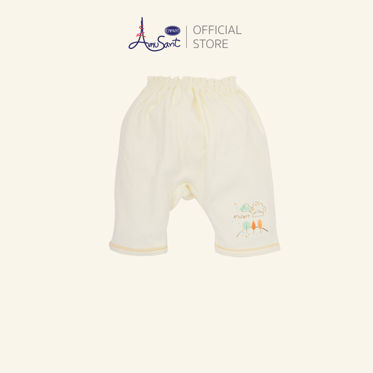 Amusant by Enfant – ชุดเสื้อ-กางเกงเด็กอ่อน ลายช้างน้อยสุดน่ารัก สีครีมพาสเทล EH1N44