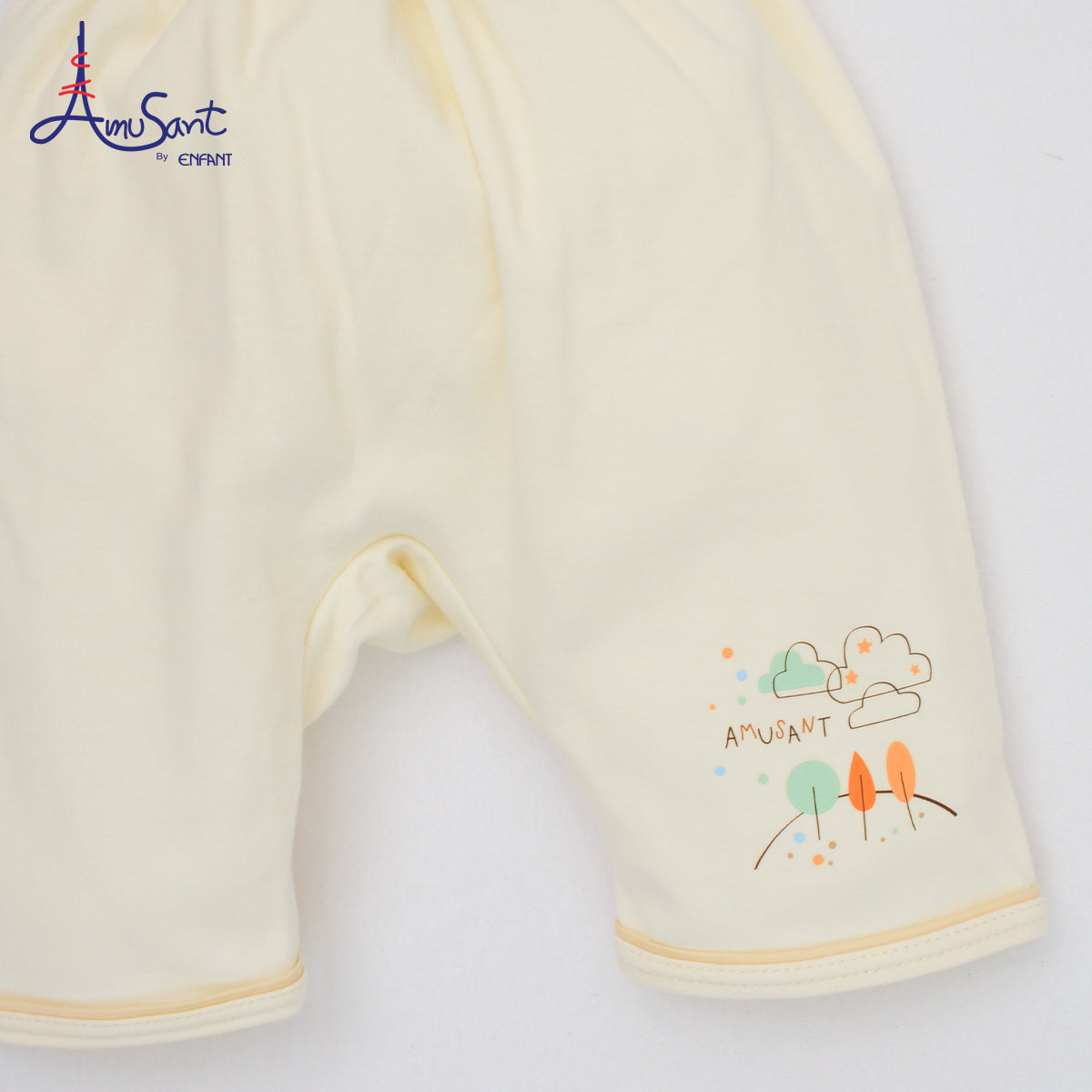Amusant by Enfant – ชุดเสื้อ-กางเกงเด็กอ่อน ลายช้างน้อยสุดน่ารัก สีครีมพาสเทล EH1N44