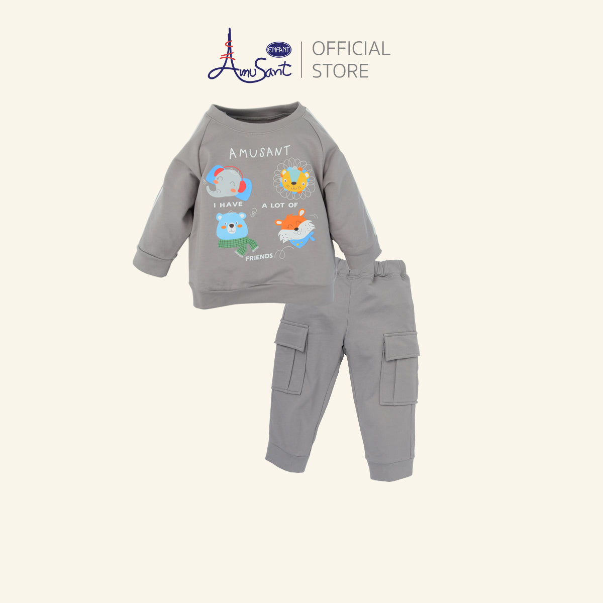 Amusant by Enfant (เสื้อแขนยาว + กางเกงขายาวกระเป๋าแปะ) EH1N50