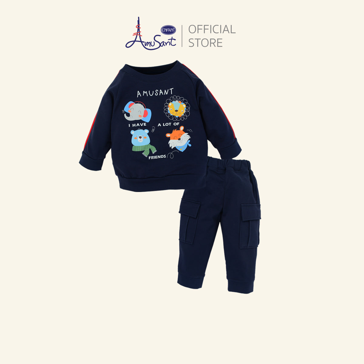 Amusant by Enfant (เสื้อแขนยาว + กางเกงขายาวกระเป๋าแปะ) EH1N50