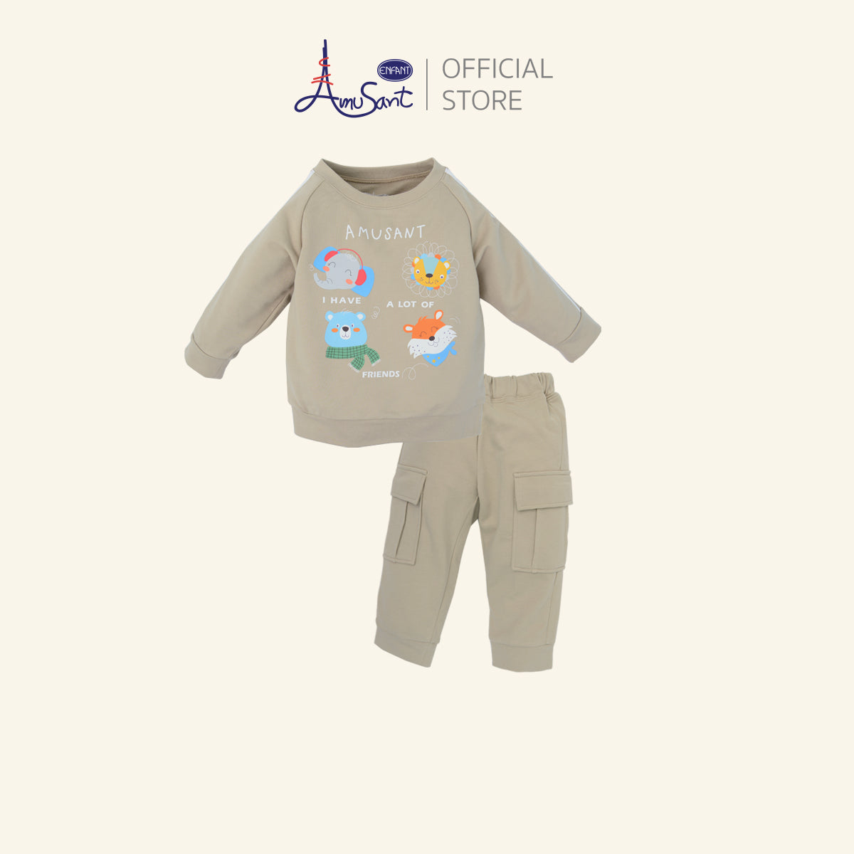 Amusant by Enfant (เสื้อแขนยาว + กางเกงขายาวกระเป๋าแปะ) EH1N50