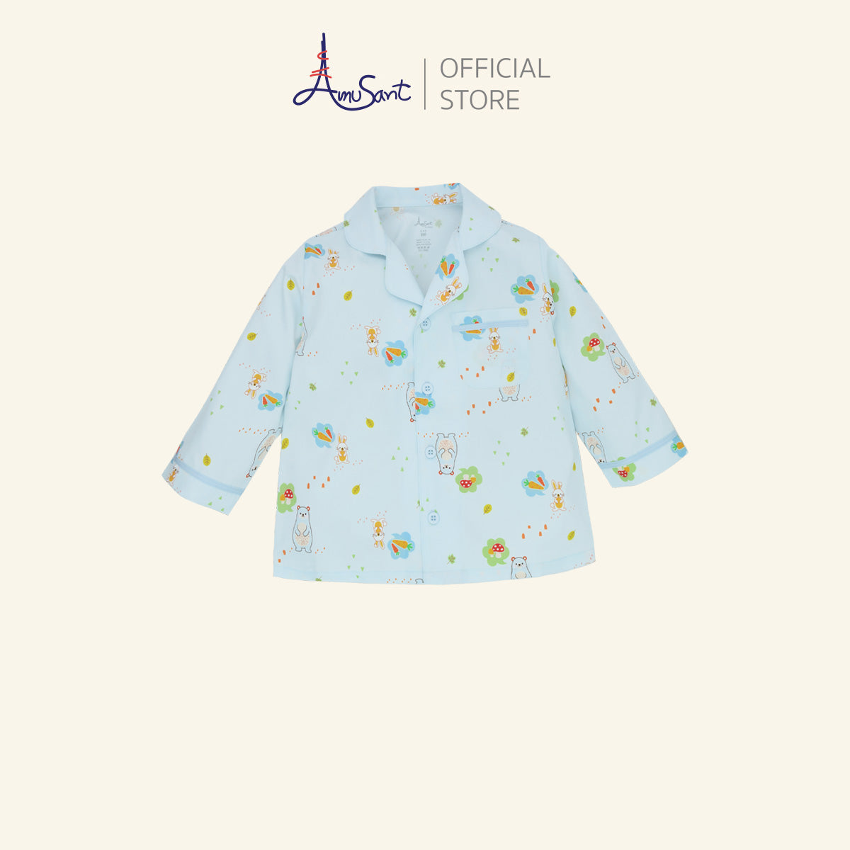AMUSANT ชุดนอนเด็กเสื้อแขนยาว กางเกงขายาว ผ้าโพลี100% สำหรับอายุ 1 ขวบ - 10 ขวบ EH1N52