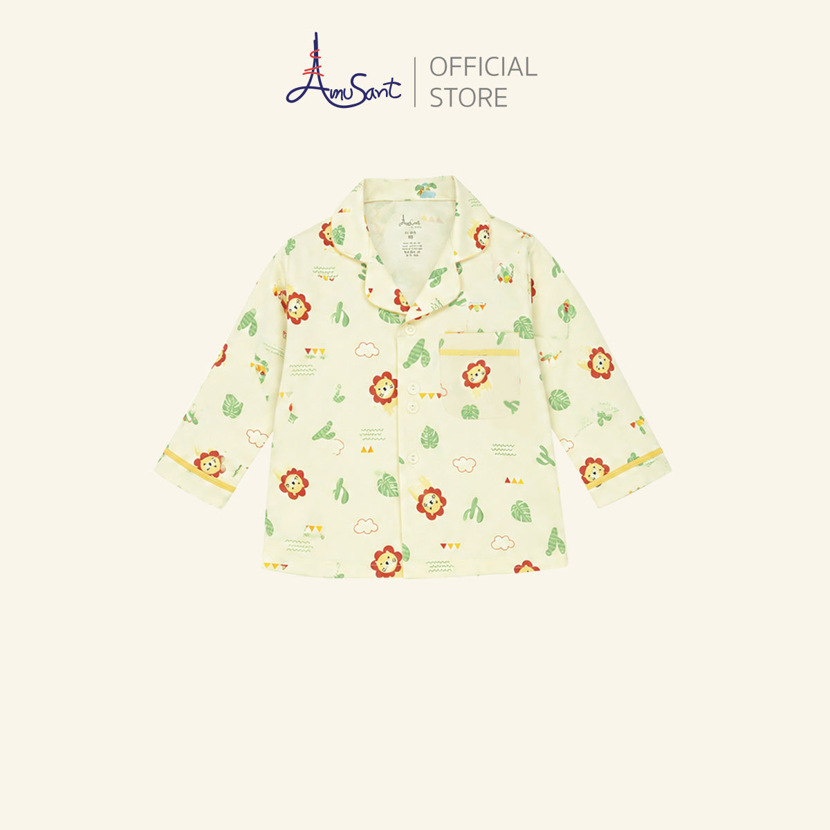 AMUSANT ชุดนอนเด็กเสื้อแขนยาว กางเกงขายาว ผ้าโพลี100% สำหรับอายุ 1 ขวบ - 10 ขวบ EH1N52
