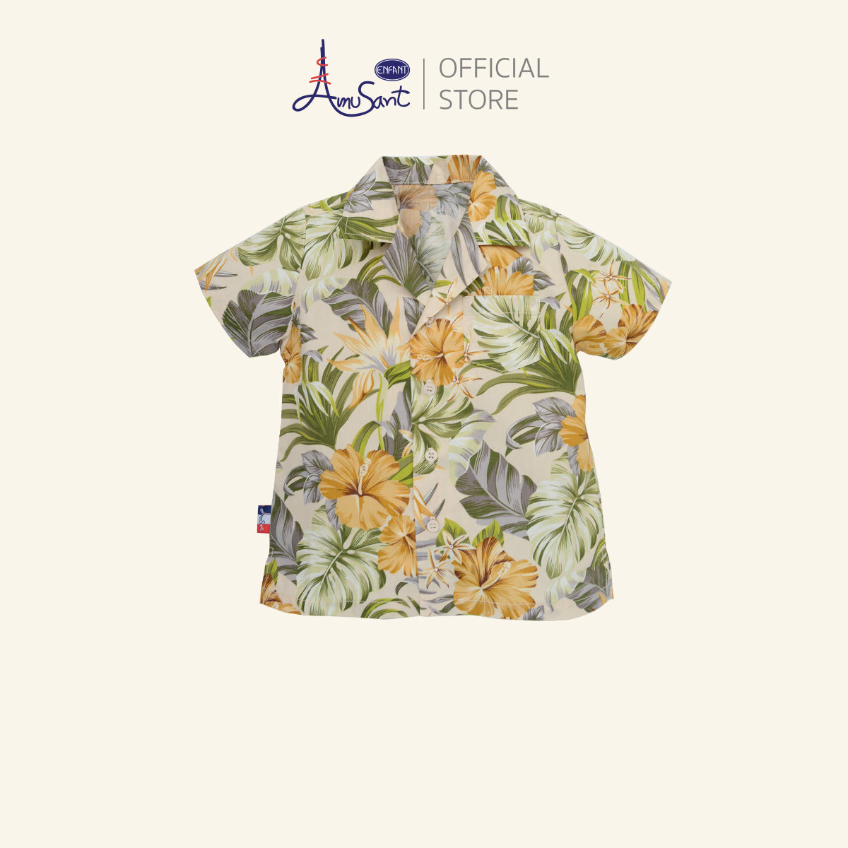 Amusant เสื้อฮาวายแฟมิลี่ พ่อ-แม่-ลูก (ชบาครีม) EK9J25&EH2N70