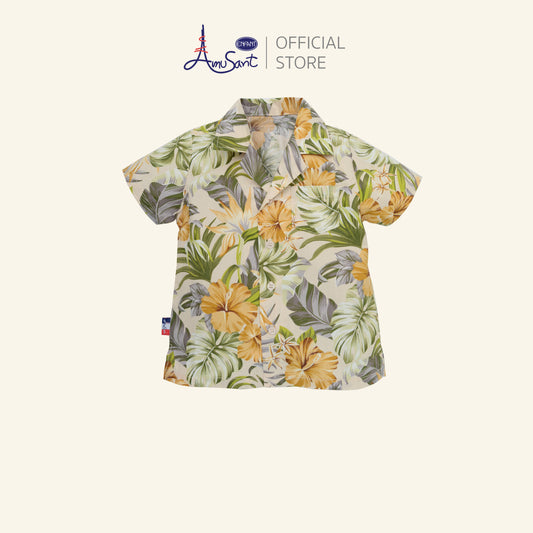 Amusant เสื้อฮาวายแฟมิลี่ พ่อ-แม่-ลูก (ชบาครีม) EK9J25&EH2N70