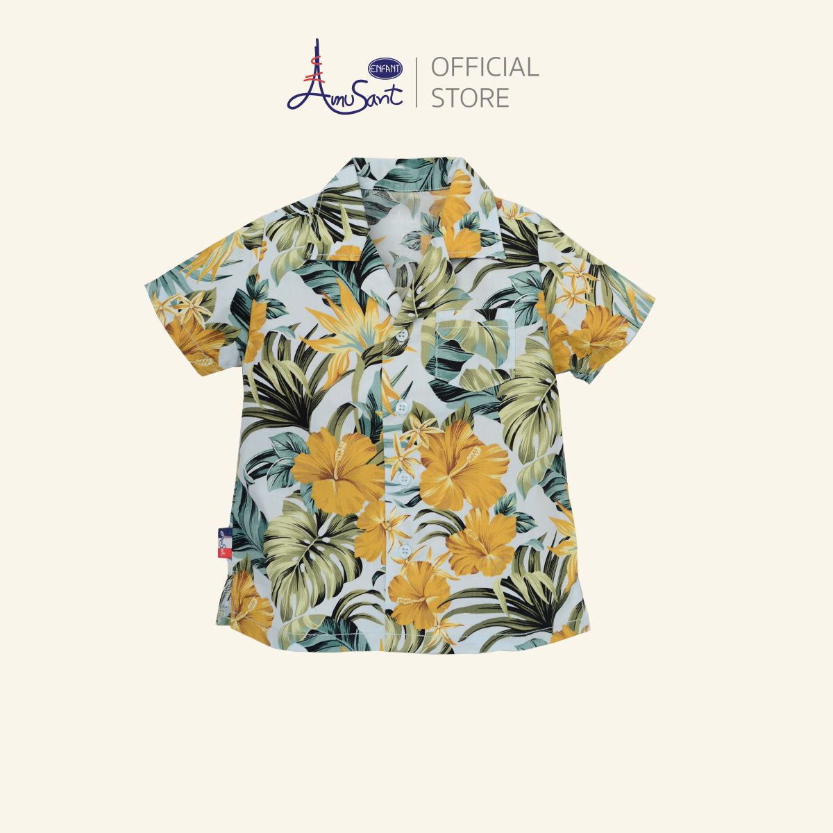 Amusant เสื้อฮาวายแฟมิลี่ พ่อ-แม่-ลูก (ชบาเขียว) EK9J25&EH2N70