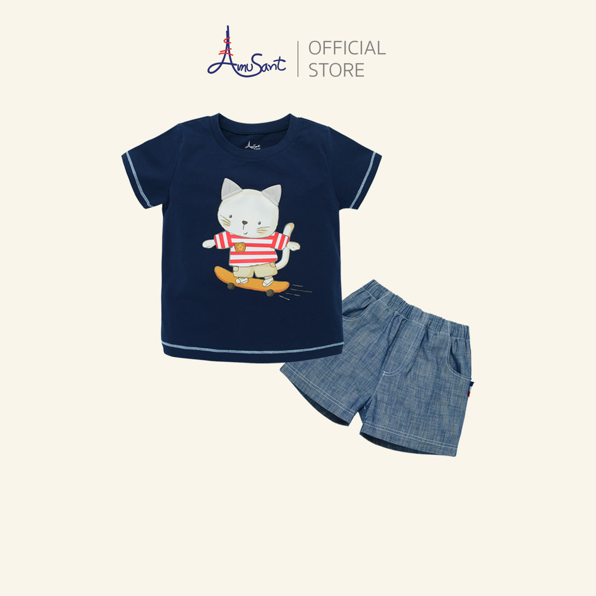 Amusant ชุดเสื้อผ้าเด็กชาย ผ้ายืด Cotton Spandex สำหรับ 6 เดือน - 6 ปี EH1S20