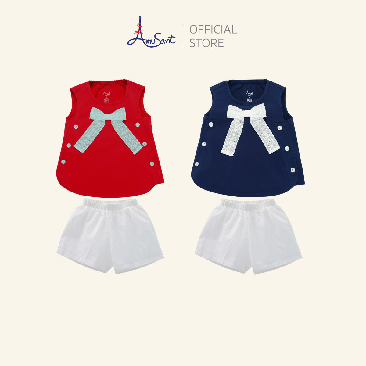 Amusant ชุดเสื้อผ้าเด็กหญิง ผ้ายืด Cotton Spandex สำหรับ 1 - 8 ปี  EH1S21